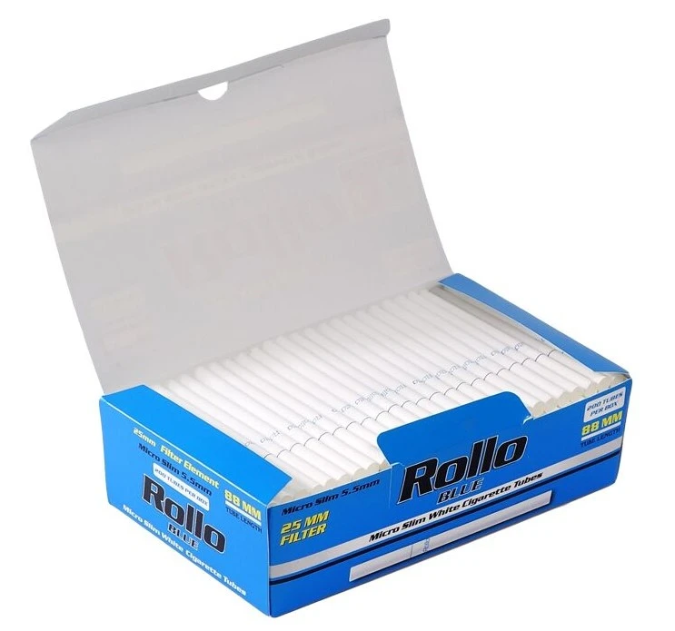 rollo-blue-micro-slim-weisse-filterhuelsen-55-x-25-mm-filter-200-pro-box_2 gilzy papierosowe rollo mikro slim 5,5mm